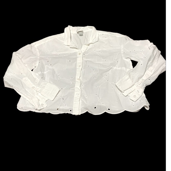 A New Day White Eyelet Long Sleeve Blouse size S - Picture 3 of 6